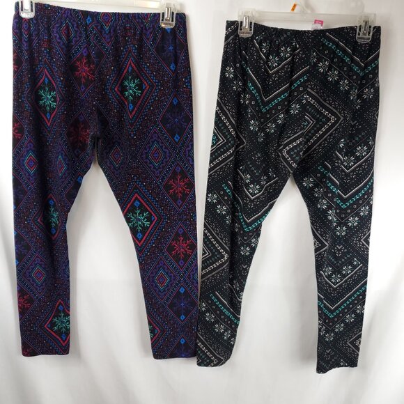 No Boundaries Elastic Waist Womens Snowflake Print Pack of 2 Legging Sz XL 15-17 - Picture 10 of 12